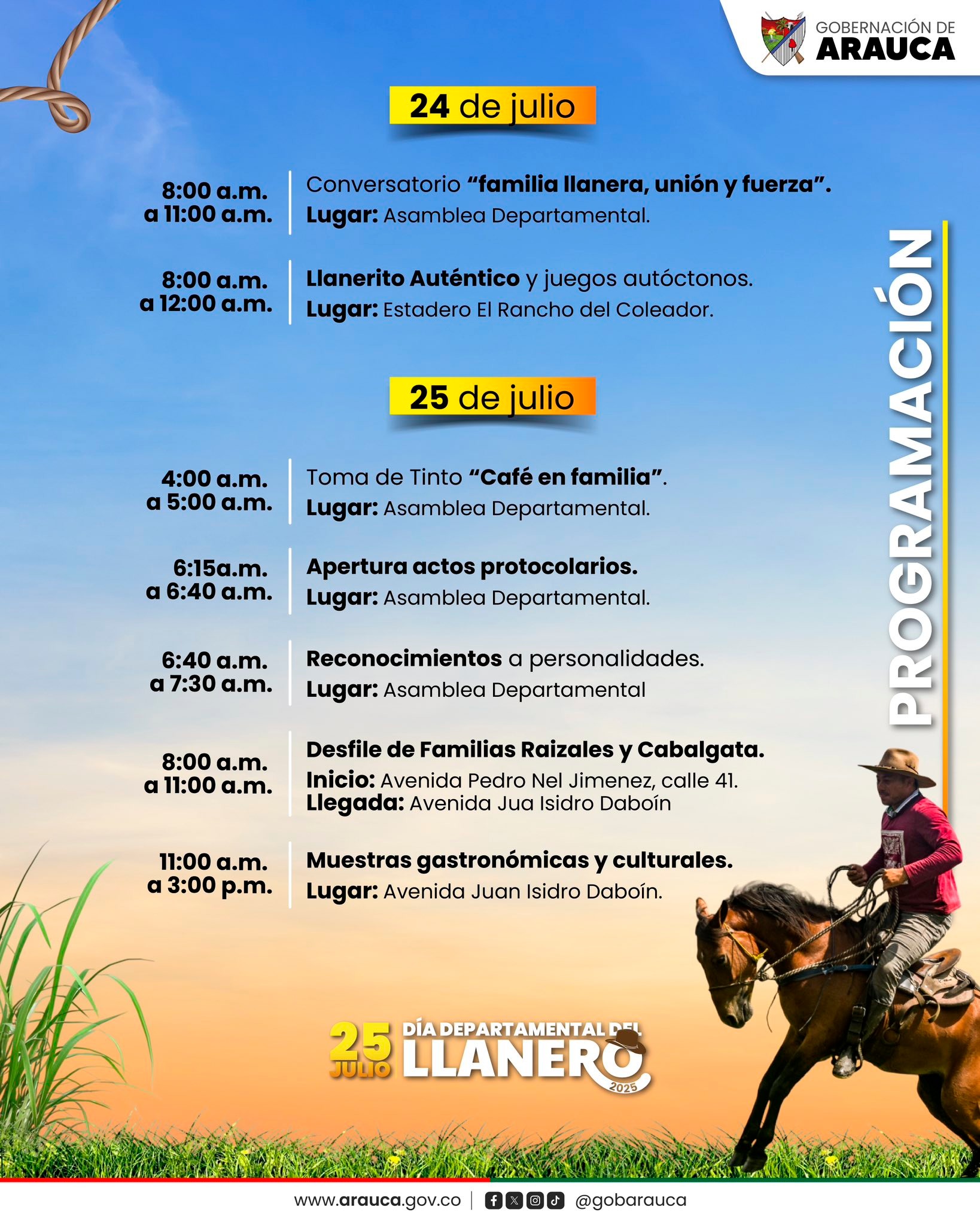 Programación día del Llanero