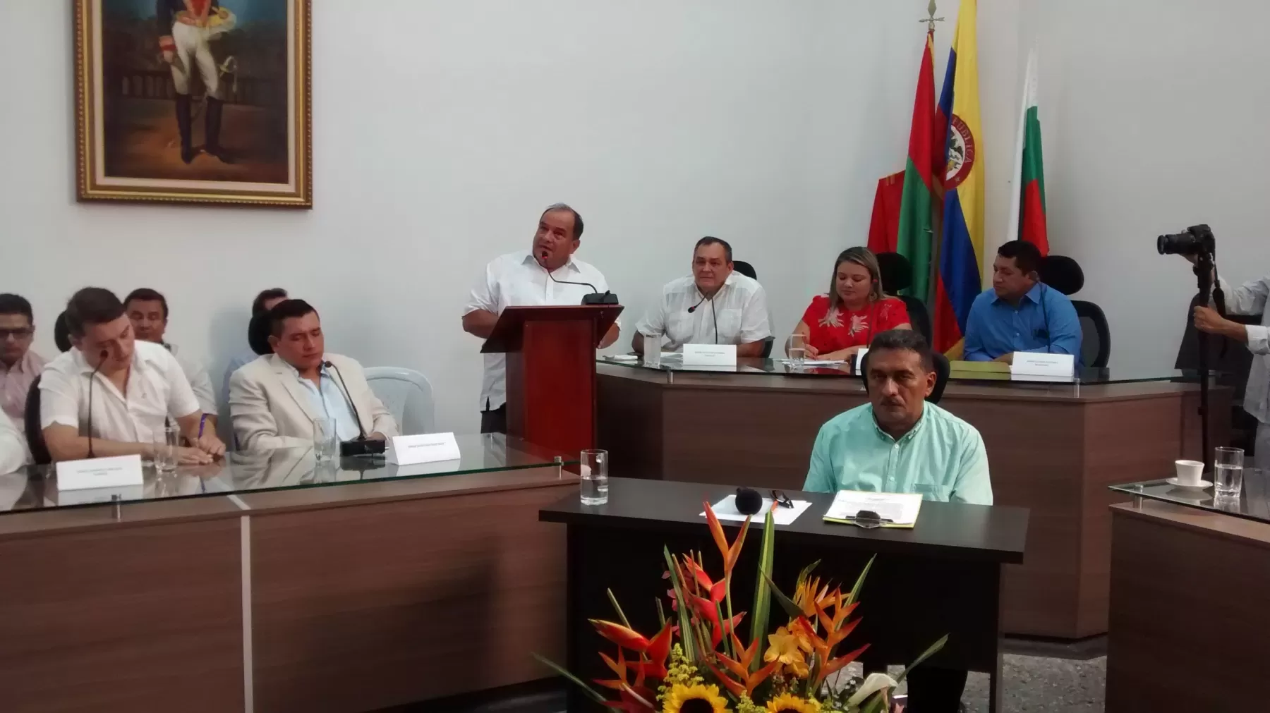El alcalde de Arauca, Benjamín Socadagüi, en su discurso en el concejo de Arauca, donde hizo una breve lista de prioridades en las que trabajará durante su periodo de gobierno.