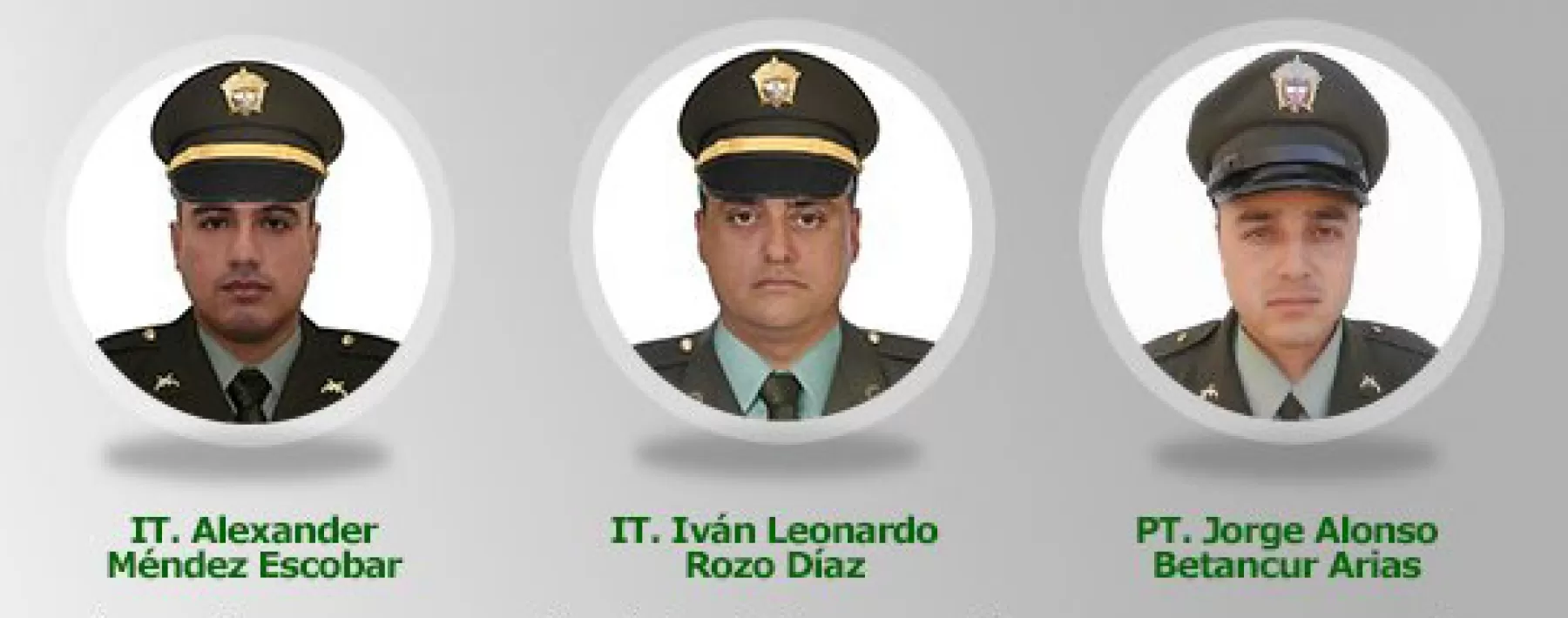 Policías asesinados con explosivos en carreteras de Aguazul, Casanare.  Intendentes Alexander Méndez Escobar, Juan Rozo y el patrullero Jorge Betancur