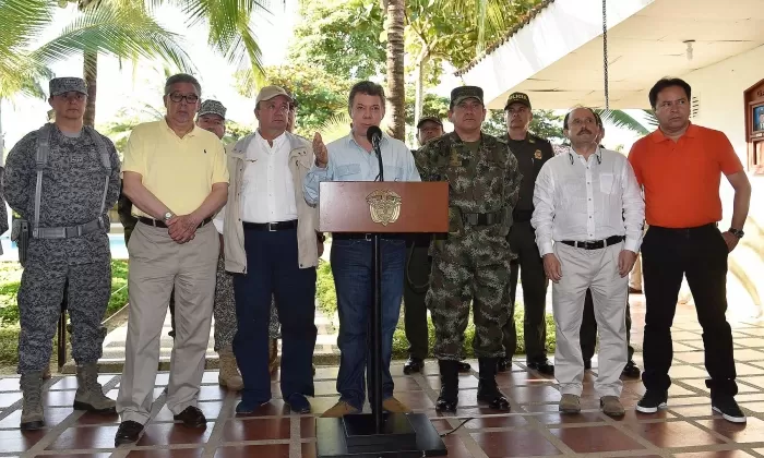 Al término del Consejo de Seguridad en Arauca, el Presidente Santos entregó un balance positivo de la apertura de la frontera con Venezuela y pidió a la ciudadanía denunciar casos de extorsión y secuestro en esta región del país. Foto:César Carrión - SIG