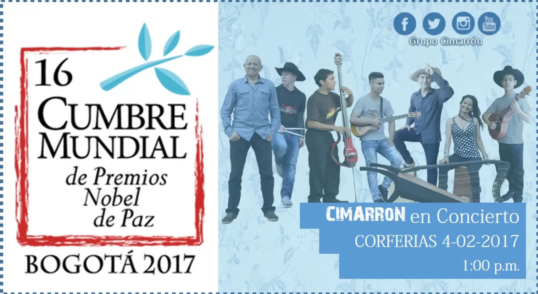 Cimarrón en la cumbre mundial de premios nobel que se realiza en Bogotá, en Corferias este 4 de febrero a partir de las 1 pm.