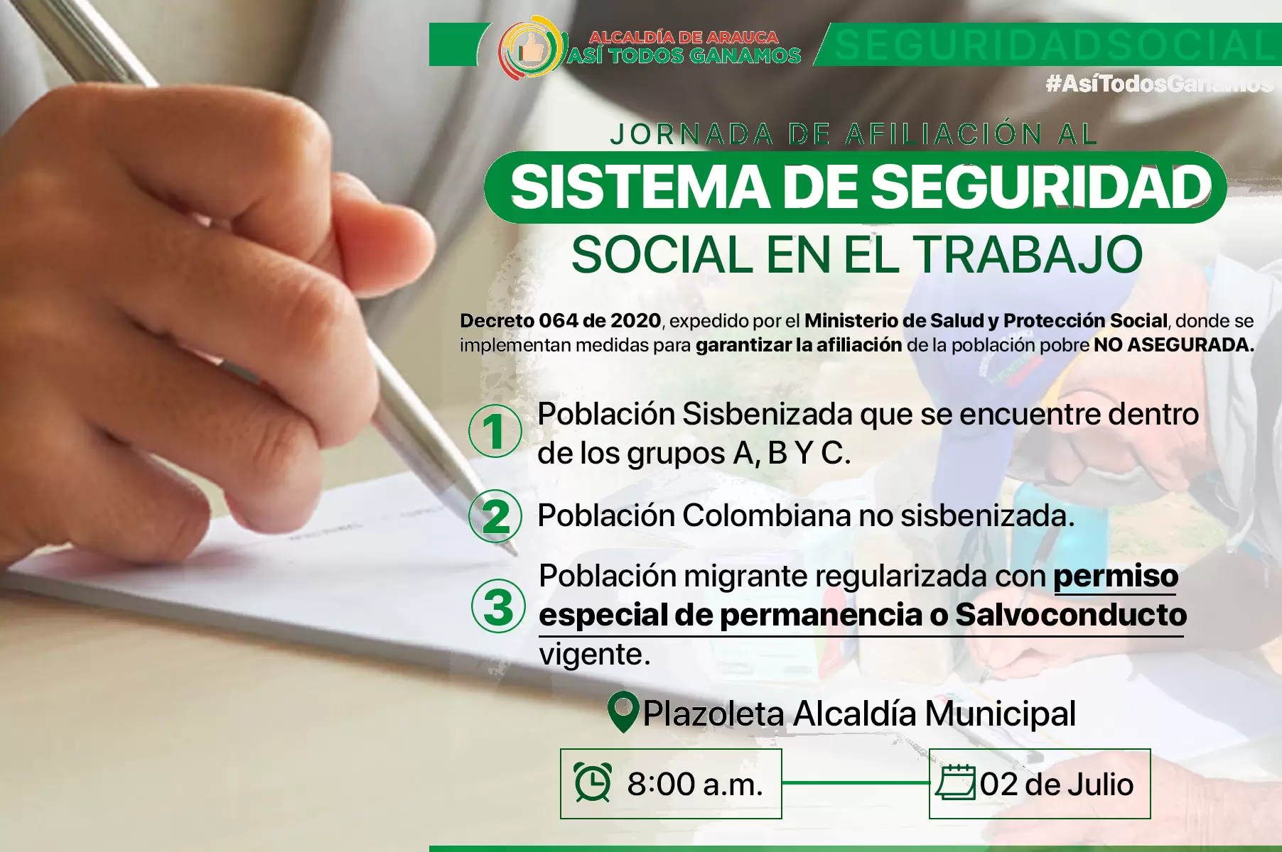 Jornada de afiliación al Sistema de Seguridad Social en Salud en Arauca