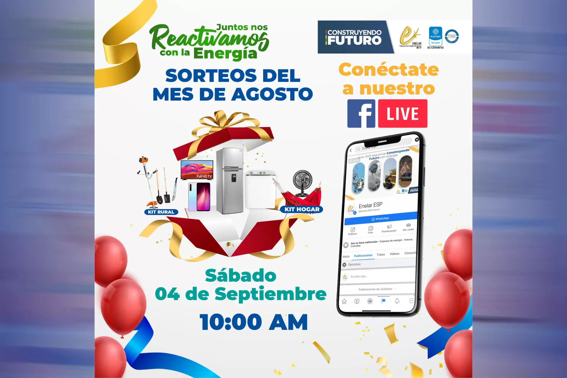 48.907 usuarios que pagaron la totalidad de su factura en agosto participaran de los 6 sorteos del mes del programa Juntos Nos Reactivamos con la Energía. 