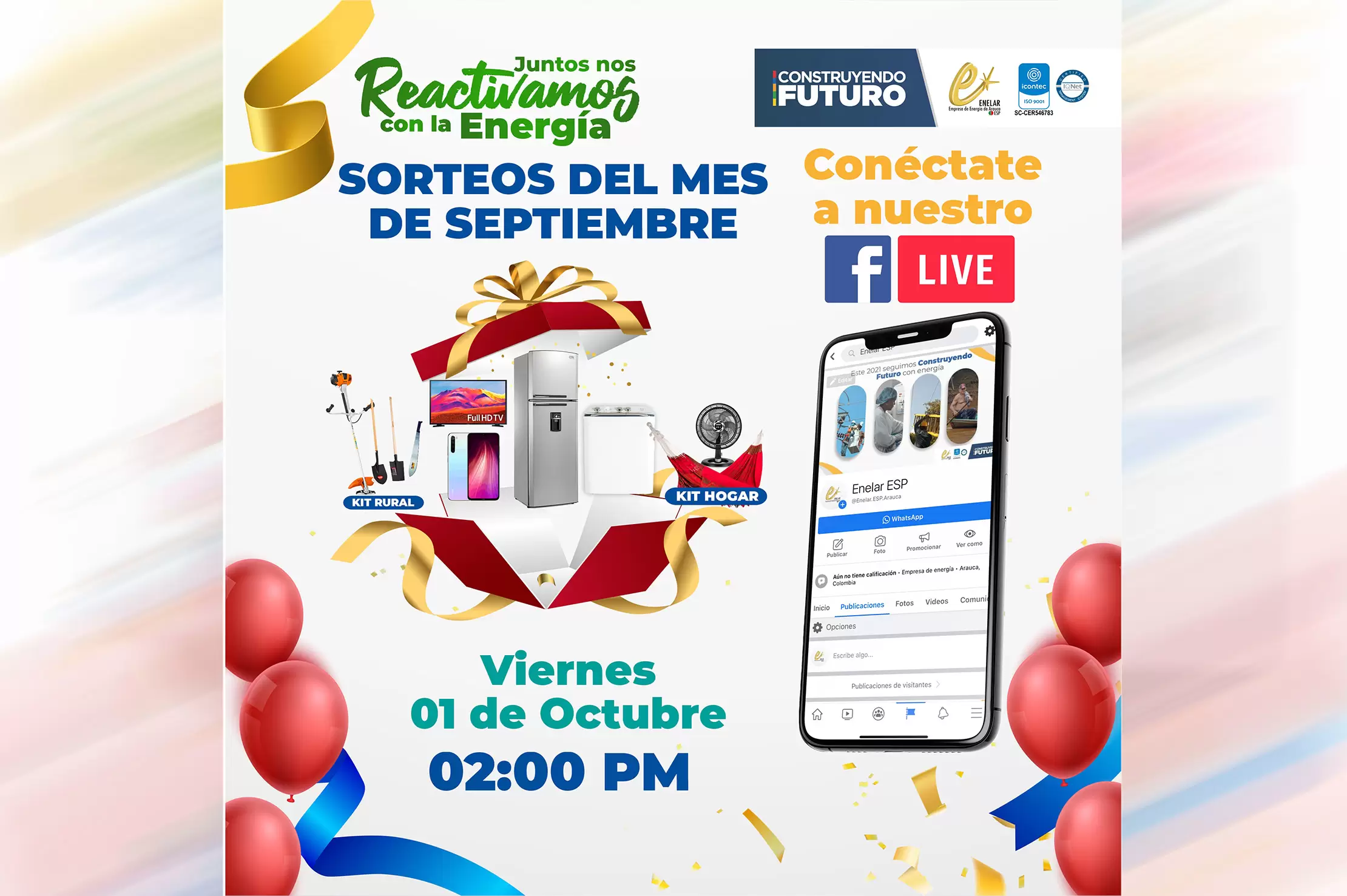 Conéctese este viernes a las 2 pm al Facebook Live de Enelar ESP; podría resultar ser un feliz ganador. 
