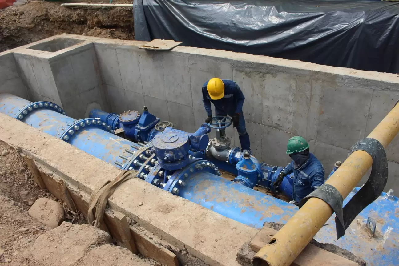 Ya se culminaron las obras de conexión entre la tubería de 36” de la Planta de Tratamiento de Agua Potable - PTAP.