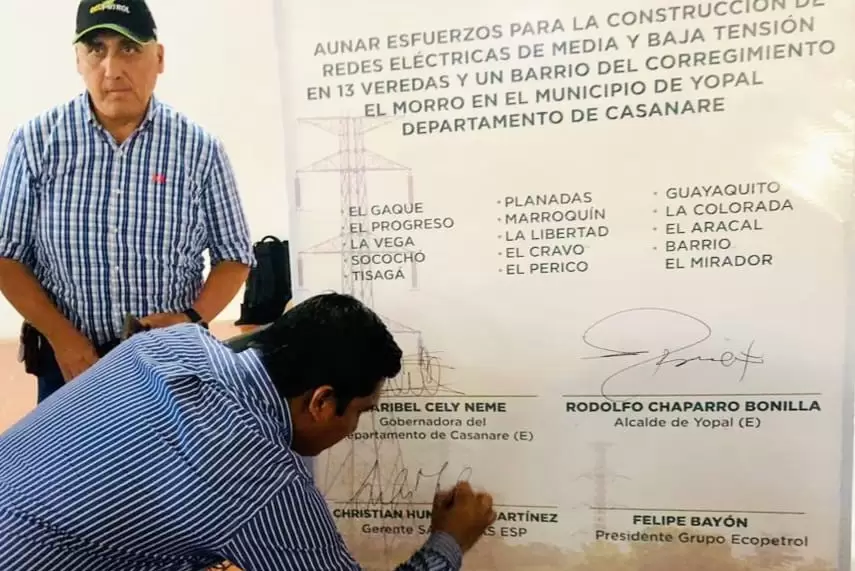 En convenio con Ecopetrol, SAYOP llevará electrificación a veredas de El Morro.