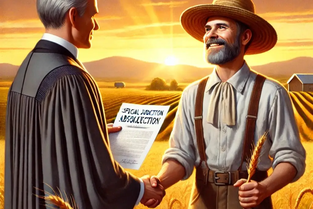 JEP absuelve a campesino que pasó 10 años en prisión por un error judicial. Imagen: DALLE.