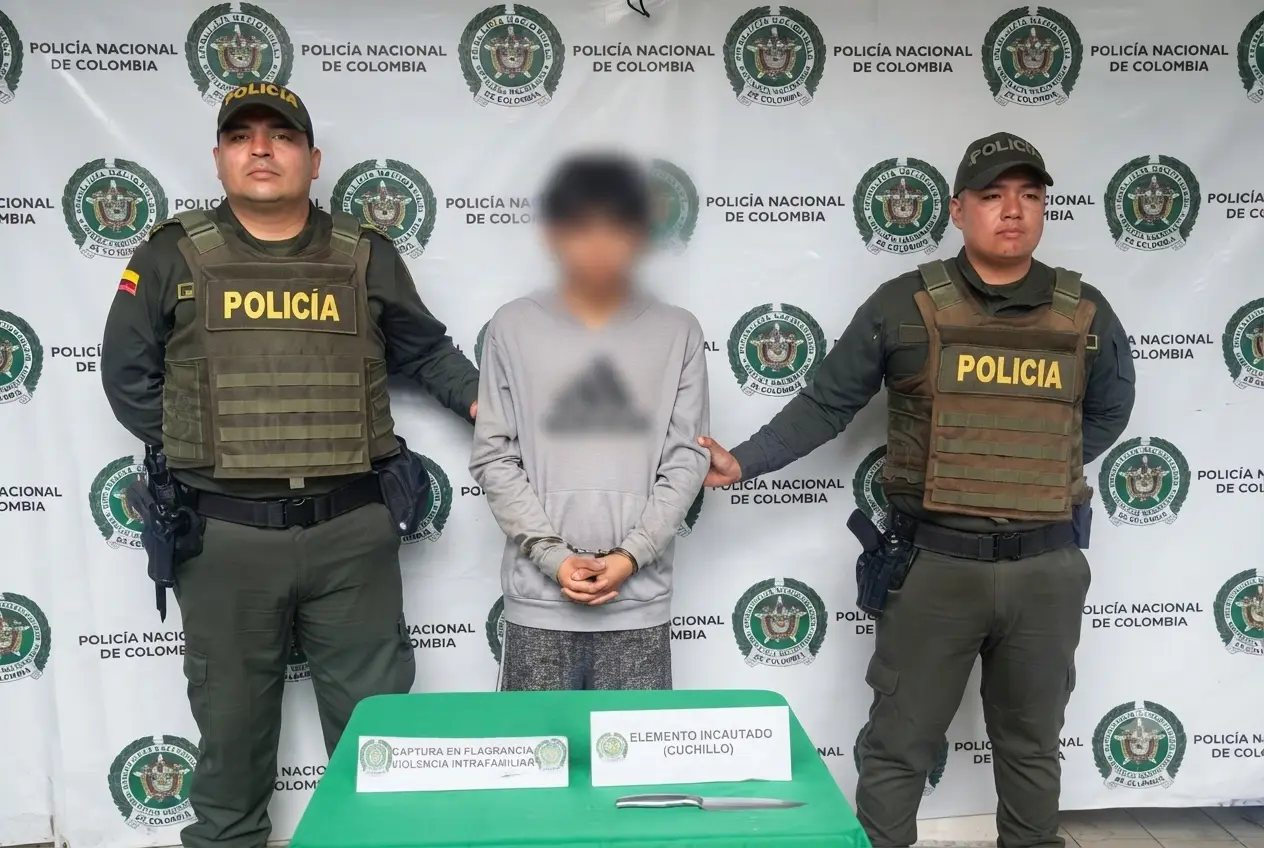 Tratando de agredir a su pareja con un cuchillo.
