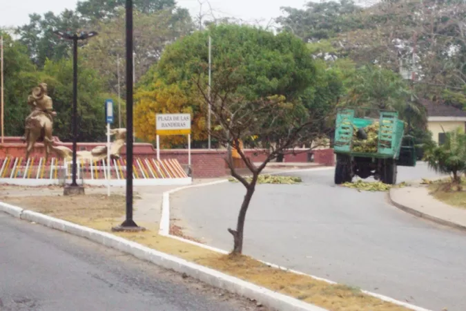 En un cargamento de plátanos fueron encontrados los explosivos. El General Rafael Alberto Neira Wiesner responsabilizó a las FARC del hecho. Foto: Policía Nacional.