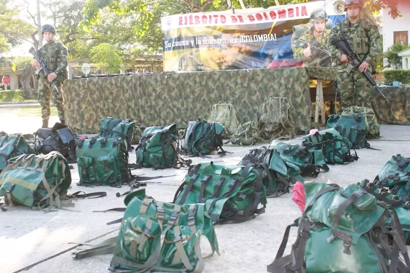 Armas, materia de intendencia y víveres fueron encontrados en los tres campamentos destruidos por el Ejército Nacional en zona rural de Tame, Arauca.
