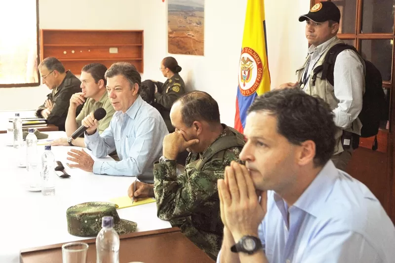 La situación de orden público y el Plan Democracia son algunos de los temas tratados en el Consejo de Seguridad que lideró el Presidente Juan Manuel Santos este domingo en Tame (Arauca). Foto: Javier Casella - SIG.