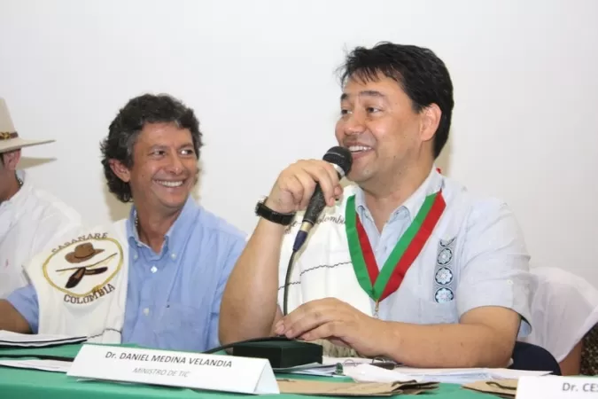 <p>Daniel Enrique Medina Velandia,&nbsp;Ministro de las Tecnolog&iacute;as, Informaci&oacute;n y Comunicaciones con el gobernador&nbsp;Ra&uacute;l Fl&oacute;rez Ch&aacute;vez.</p>