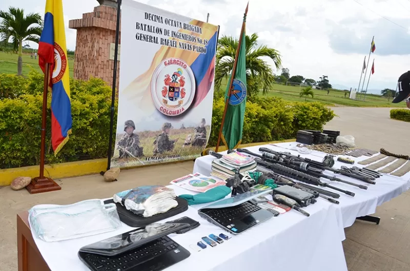 Elementos incautados por el Ejército Nacional.