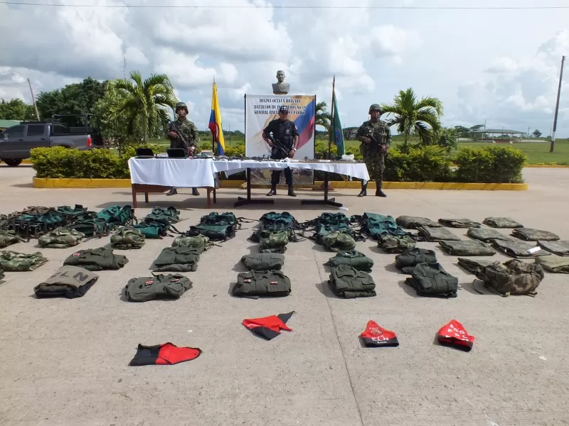 Elementos incautados por el Ejército Nacional.