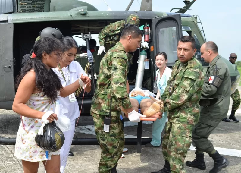 Dos personas de los 4 que resultaron heridos en explosión de las Farc en Puerto Jordán fueron llevadas por Ejército hasta el Hospital San Vicente de Arauca.