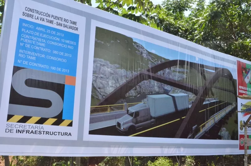 El diseño del nuevo puente sobre el río Tame.