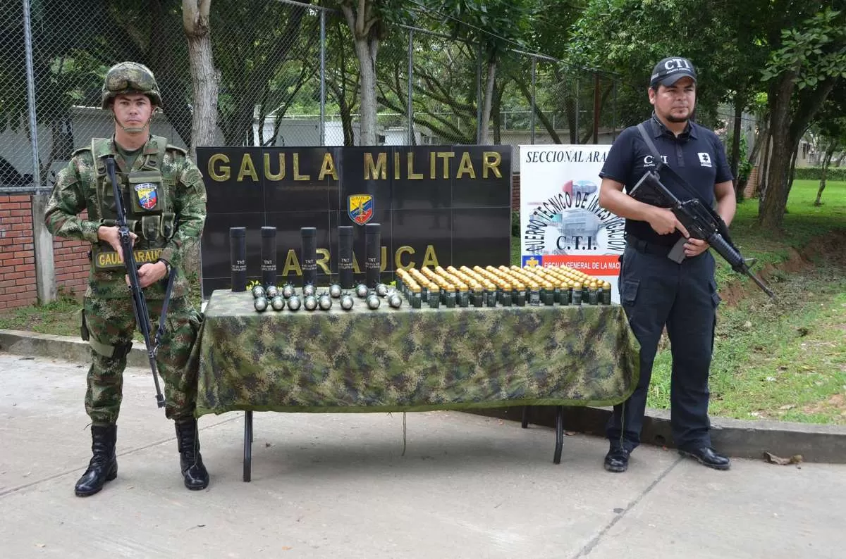 167 granadas del frente 28 de las Farc fueron encontradas en una caleta en zona rural del municipio de Tame, Arauca.