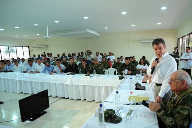 El Presidente de la República, Juan Manuel Santos Calderón, encabezó el lunes un Consejo de Seguridad en Arauca, en el que se analizó la situación de esta región del país. Foto: Javier Casella - SIG.