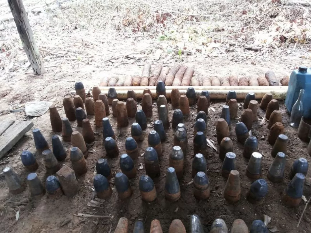 Explosivos encontrados por el Ejército en un taller ubicado en la vereda La Esperanza en el municipio de Arauquita.