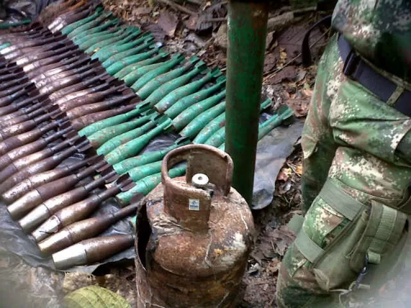 Éste es el material bélico encontrado en una fábrica clandestina de las Farc, en zona rural de Arauquita, Arauca.