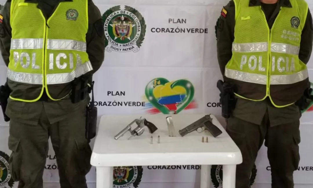 Armas incautadas por la Policía en San Martín, Meta.