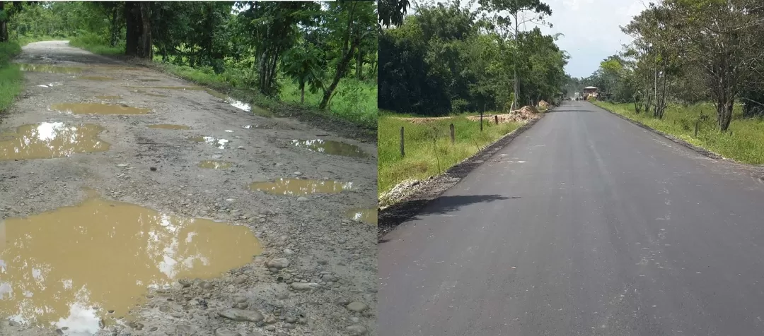 El antes y después de la vía Fortul - Saravena en el departamento de Arauca.