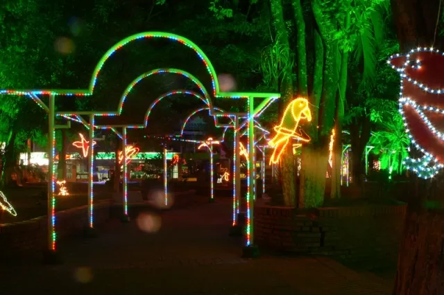 Luces de navidad en la ciudad de Arauca. Parque Simón Bolivar.