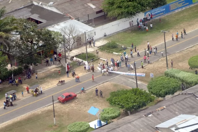 Bloqueo de la vía en Saravena