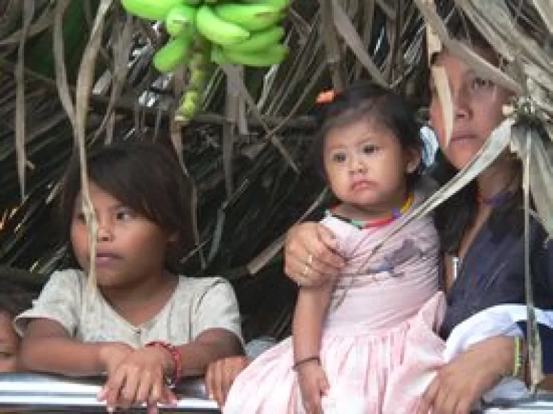 Los niños indígenas de las comunidades de Arauca se hicieron presentes en el desfile de celebración del día de la niñez. 