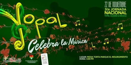En Yopal, el domingo 22 de noviembre será la fecha que celebrará la música, en una cita que convoca a toda la comunidad en el Parque El Resurgimiento a partir de las 3:00 pm