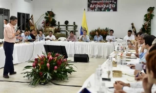 Con la orientación del Jefe del Estado se efectuó el segundo Taller de Posconflicto. Las acciones desarrolladas por el Gobierno las explica el alto consejero para el Posconflicto, Derechos Humanos y Seguridad, Rafael Pardo. Foto:César Carrión - SIG