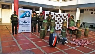 Policía Fiscal y Aduanera (POLFA) de Arauca incautó 15 cilindros de gas de contrabando en Arauca.
