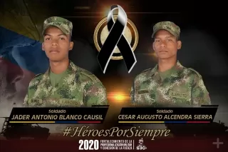 Jader Antonio Blanco Causil y César Augusto Alcendra Sierra, soldados que murieron en Saravena, Arauca.