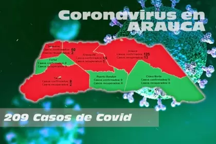 Arauca tiene reportados 209 casos de Covid-19 y 85 pacientes recuperados.