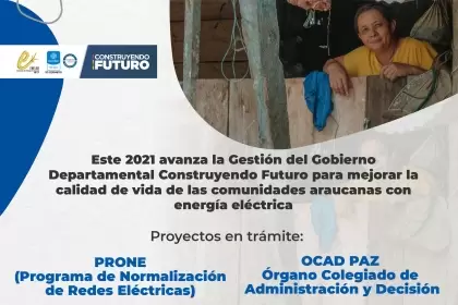 Este 2021 avanza la Gestión del Gobierno Departamental Construyendo Futuro para mejorar la calidad de vida de las comunidades araucanas con energía eléctrica