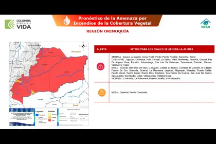 Arauca y el resto de la Orinoquia mantienen la alerta roja por incendios de cobertura vegetal, advierte el IDEAM. 