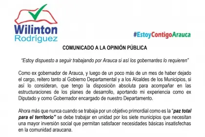  Wilinton Rodríguez ofrece su apoyo para el Desarrollo de Arauca