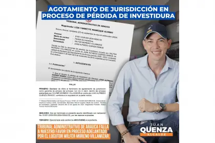 Alcalde de Arauca, Juan Qüenza, gana otra demanda por pérdida de investidura