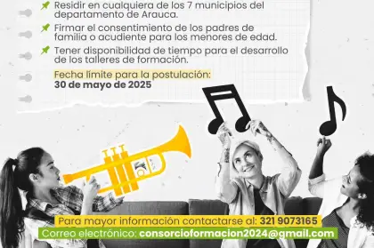 Abren convocatoria para formación artística y sinfónica en el departamento de Arauca