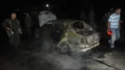Dos desconocidos hicieron explotar una granada dentro de un taxi en Tame, Arauca. El hecho ocurrió sobre las 7:40 de la noche del 3 de enero, cerca a las instalaciones de una empresa de lacteos. Foto: Cayo Mario Sepulveda.