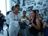 La secretaria de Acción Social, Fernanda Ramírez en entrega de ayudas a población vulnerable de Yopal.