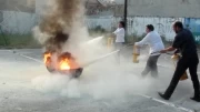 Funcionarios de Corporinoquia realizaron un simulacro de fuga de gas en las instalaciones de la Corporación en Yopal, Casanare.