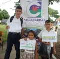 Estudiantes ganadores del concurso que Cormacarena realizó de dibujo ambiental en el barrio Ciudadela San Antonio de Villavicencio.