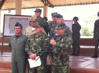 El comandante General de las Fuerzas Militares, general Leonardo Barrero, llegó hasta el municipio de Tame, departamento de Arauca, para una rueda de prensa donde reveló detalles del operativon donde murieron 14 guerrilleros.