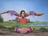 Segundo Salón Fronterizo de Artístas Plásticos Colobovenezolanos: El Sueño de Bolívar, Vinilo, acrílico sobre lienzo, Carlos Perdomo, Venezuela.